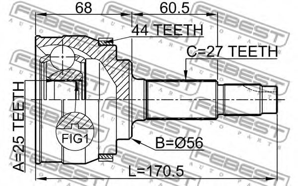 ШРУС FEBEST 0210-065A44 ШРУС FEBEST 0210-065A44