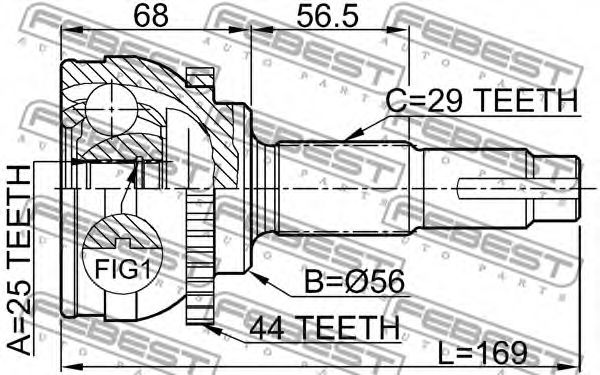 ШРУС FEBEST 0210-069A44 ШРУС FEBEST 0210-069A44