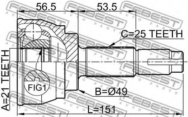 ШРУС FEBEST 0210-080 ШРУС FEBEST 0210-080