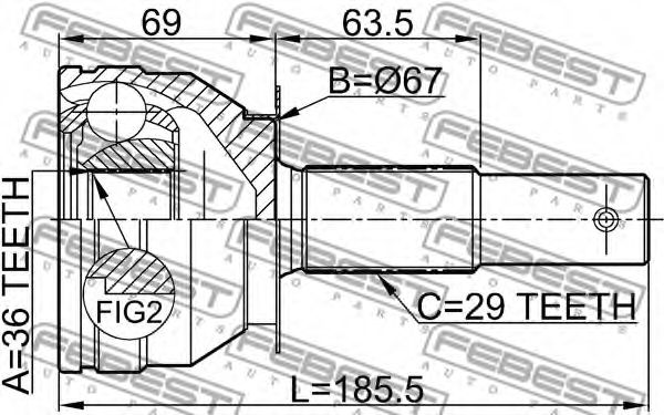 ШРУС FEBEST 0210-A60 ШРУС FEBEST 0210-A60