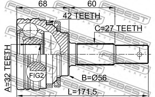 ШРУС FEBEST 0210-P10A42 ШРУС FEBEST 0210-P10A42