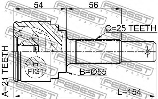 ШРУС FEBEST 0210-QG15 ШРУС FEBEST 0210-QG15