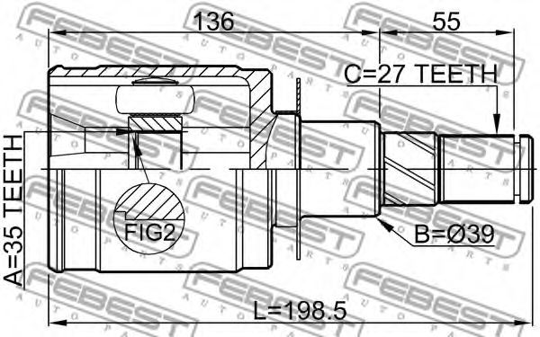ШРУС FEBEST 0211-D40AT ШРУС FEBEST 0211-D40AT