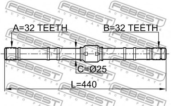 Полуось в сборе FEBEST 0212-SR20RH Полуось в сборе FEBEST 0212-SR20RH