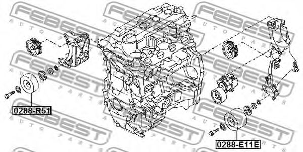 Обводной ролик FEBEST 0288-E11E Обводной ролик FEBEST 0288-E11E