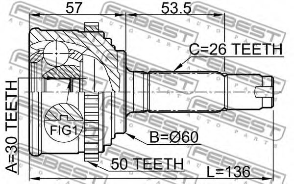 ШРУС FEBEST 0310-CF4A50 ШРУС FEBEST 0310-CF4A50
