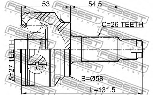ШРУС FEBEST 0310-GB3 ШРУС FEBEST 0310-GB3