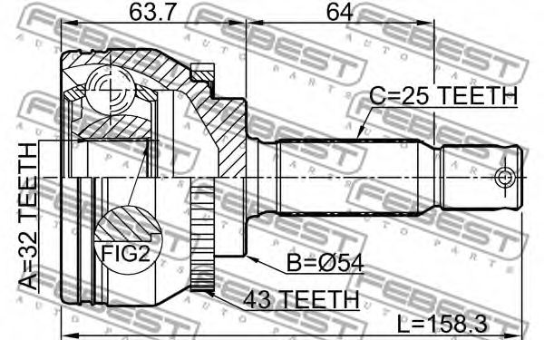 ШРУС FEBEST 0410-EA3A43 ШРУС FEBEST 0410-EA3A43