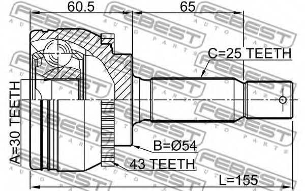 ШРУС FEBEST 0410-N94A43 ШРУС FEBEST 0410-N94A43