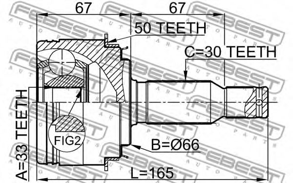 ШРУС FEBEST 0410-V75A50 ШРУС FEBEST 0410-V75A50