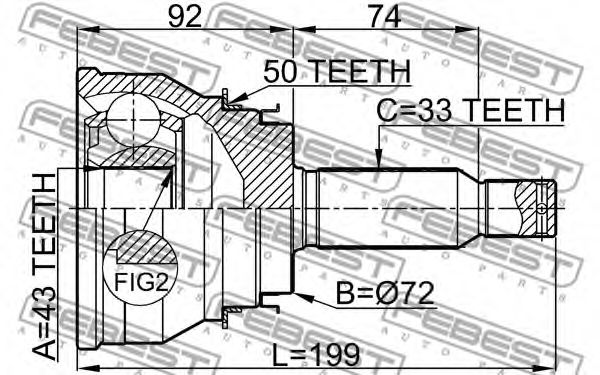 ШРУС FEBEST 0410-V75RA50 ШРУС FEBEST 0410-V75RA50