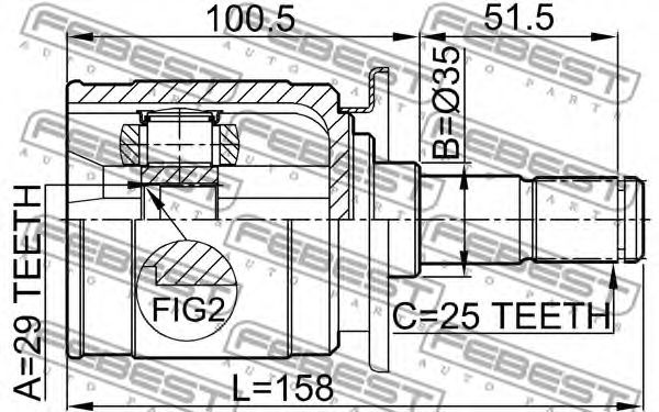 ШРУС FEBEST 0411-CU20RR ШРУС FEBEST 0411-CU20RR