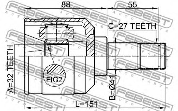 ШРУС FEBEST 0411-DJ24 ШРУС FEBEST 0411-DJ24