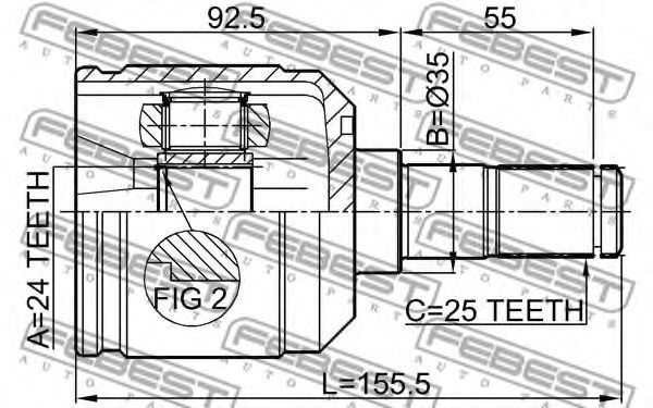 ШРУС FEBEST 0411-E55 ШРУС FEBEST 0411-E55
