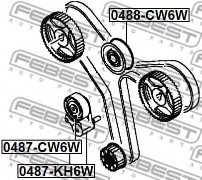 Натяжной ролик ремня ГРМ FEBEST 0487-KH6W Натяжной ролик ремня ГРМ FEBEST 0487-KH6W