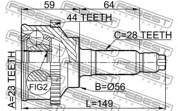 ШРУС FEBEST 0510-018A44 ШРУС FEBEST 0510-018A44