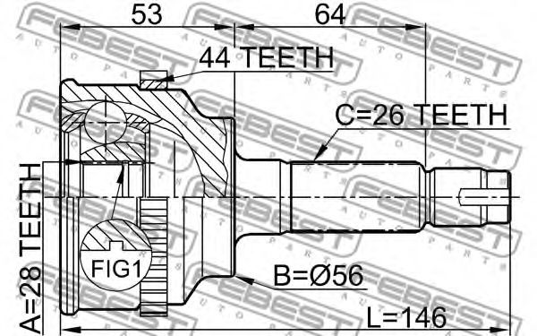ШРУС FEBEST 0510-034A44 ШРУС FEBEST 0510-034A44