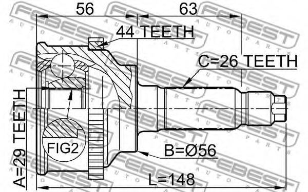 ШРУС FEBEST 0510-045A44 ШРУС FEBEST 0510-045A44