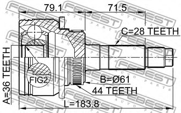 ШРУС FEBEST 0510-BT50A44 ШРУС FEBEST 0510-BT50A44