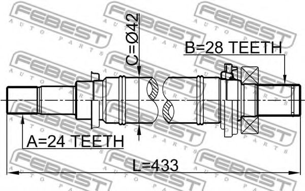 Полуось в сборе FEBEST 0512-M316MT Полуось в сборе FEBEST 0512-M316MT