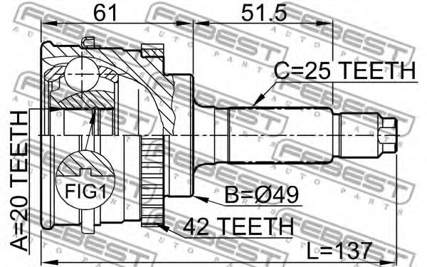 ШРУС FEBEST 0710-SY415A42 ШРУС FEBEST 0710-SY415A42