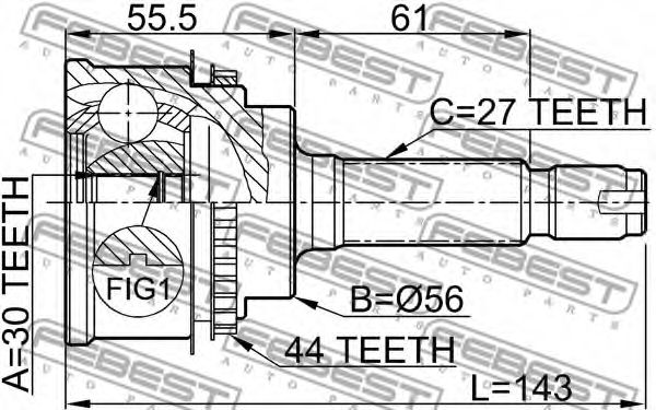 ШРУС FEBEST 0810-028A44 ШРУС FEBEST 0810-028A44
