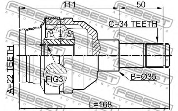 ШРУС FEBEST 1011-C100R ШРУС FEBEST 1011-C100R