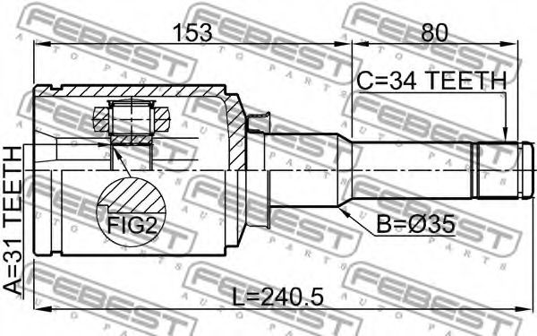 ШРУС FEBEST 1011-J300LH ШРУС FEBEST 1011-J300LH