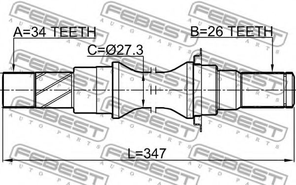 Полуось в сборе FEBEST 1012-V200MTRH Полуось в сборе FEBEST 1012-V200MTRH
