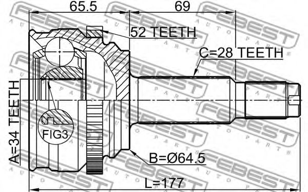 ШРУС FEBEST 1410-RODA52 ШРУС FEBEST 1410-RODA52