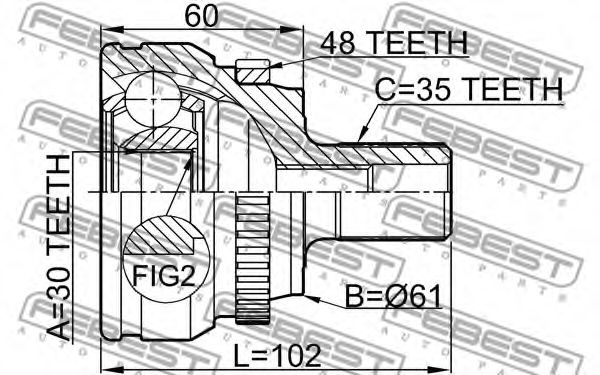 ШРУС FEBEST 1610-210A48 ШРУС FEBEST 1610-210A48