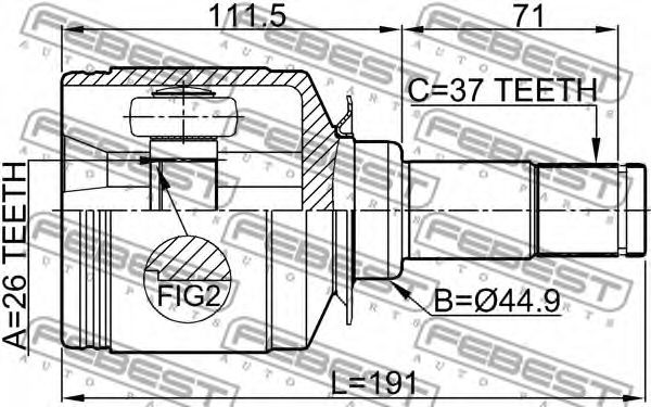 ШРУС FEBEST 1611-164FLH ШРУС FEBEST 1611-164FLH