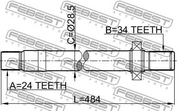 Полуось в сборе FEBEST 1612-210LH Полуось в сборе FEBEST 1612-210LH