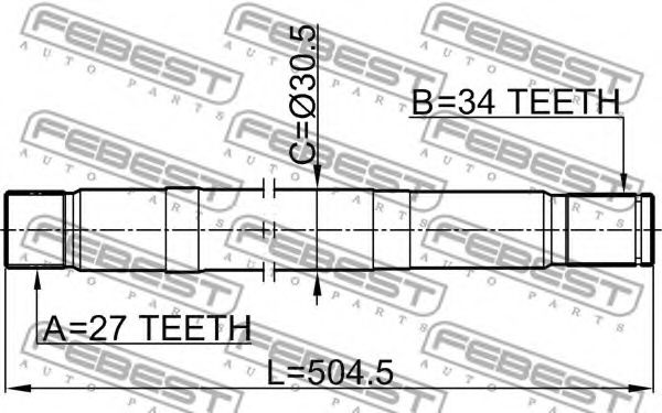 Полуось в сборе FEBEST 1612-221 Полуось в сборе FEBEST 1612-221