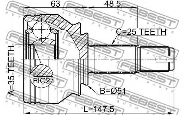 ШРУС FEBEST 1810-Z16 ШРУС FEBEST 1810-Z16
