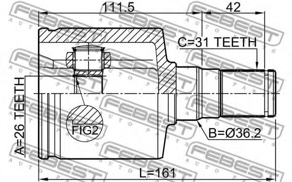 ШРУС FEBEST 2111-CA223LH ШРУС FEBEST 2111-CA223LH