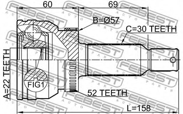 ШРУС FEBEST 2210-SORA52R ШРУС FEBEST 2210-SORA52R