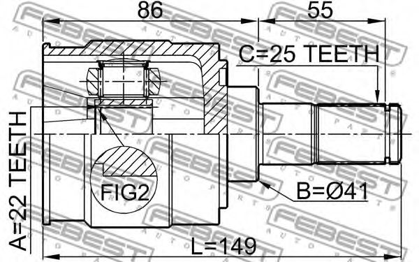 ШРУС FEBEST 2211-CERII16 ШРУС FEBEST 2211-CERII16
