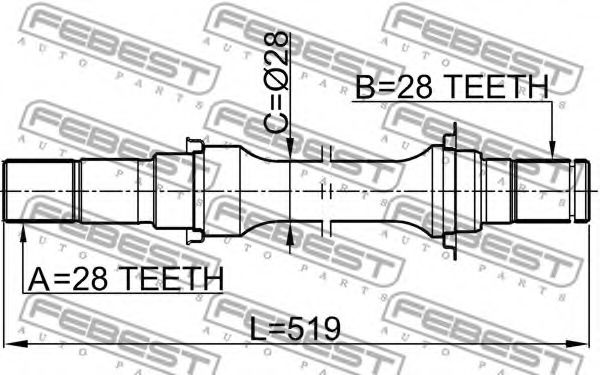 Полуось в сборе FEBEST 2212-CAR Полуось в сборе FEBEST 2212-CAR