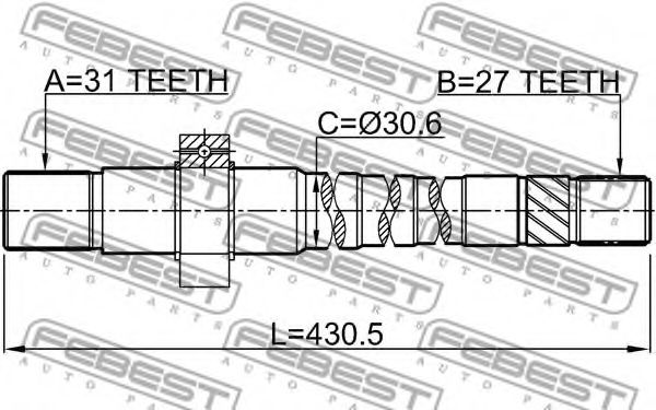 Полуось в сборе FEBEST 2412-DUSTAWD Полуось в сборе FEBEST 2412-DUSTAWD