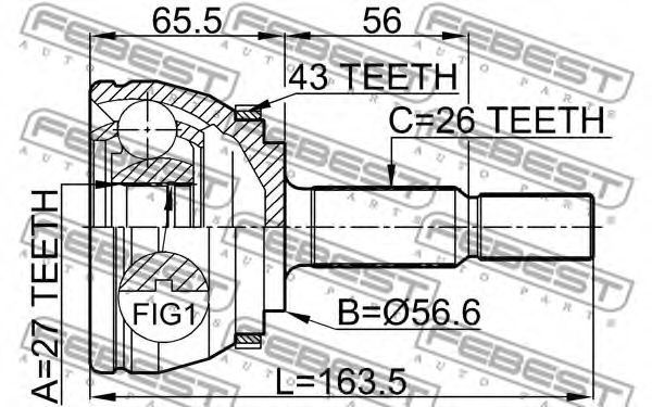 ШРУС FEBEST 2710-S40A43 ШРУС FEBEST 2710-S40A43