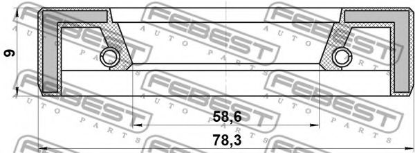 Уплотнительное кольцо вала, приводной вал FEBEST 95FAY-60780909X Уплотнительное кольцо вала, приводной вал FEBEST 95FAY-60780909X