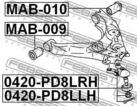 Сайлентблок рычага FEBEST MAB-009 Сайлентблок рычага FEBEST MAB-009