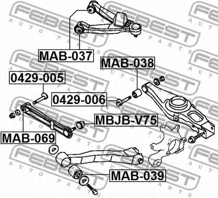Сайлентблок рычага FEBEST MAB-069 Сайлентблок рычага FEBEST MAB-069