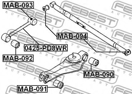 Сайлентблок рычага FEBEST MAB-091 Сайлентблок рычага FEBEST MAB-091