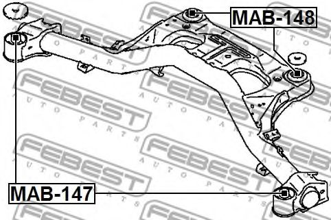 Сайлентблок задней балки FEBEST MAB-148 Сайлентблок задней балки FEBEST MAB-148