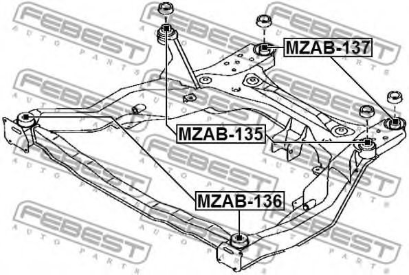 Сайлентблок задней балки FEBEST MZAB-136 Сайлентблок задней балки FEBEST MZAB-136