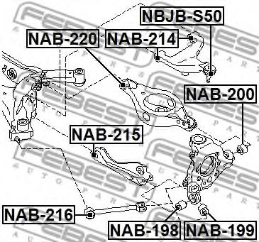Сайлентблок рычага FEBEST NAB-216 Сайлентблок рычага FEBEST NAB-216