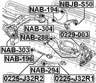 Сайлентблок задней балки FEBEST NAB-304 Сайлентблок задней балки FEBEST NAB-304