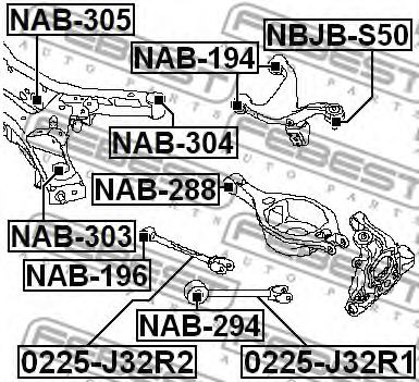 Сайлентблок задней балки FEBEST NAB-305 Сайлентблок задней балки FEBEST NAB-305